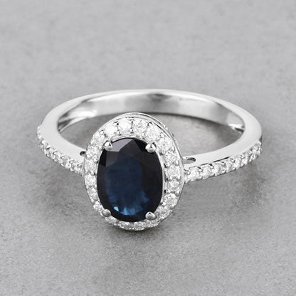 1.82 Carat Genuine Blue Sapphire and White Diamond 14K White Gold Ring Bids.com