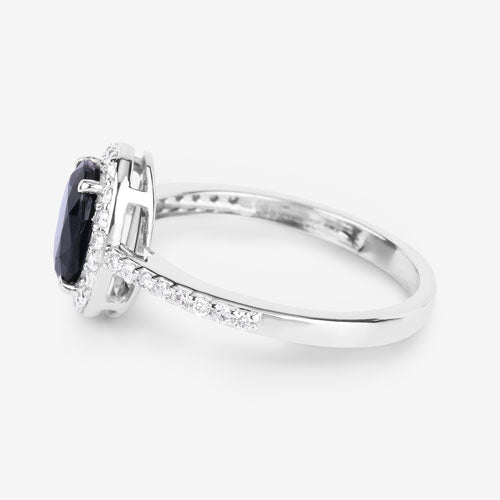 1.82 Carat Genuine Blue Sapphire and White Diamond 14K White Gold Ring Bids.com