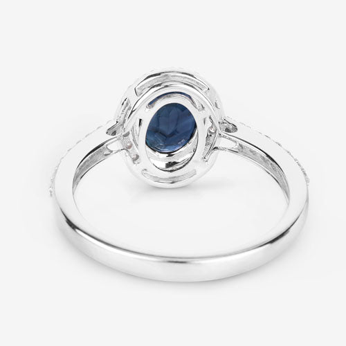 1.82 Carat Genuine Blue Sapphire and White Diamond 14K White Gold Ring Bids.com