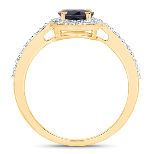 1.82 Carat Genuine Blue Sapphire and White Diamond 14K Yellow Gold Ring Bids.com