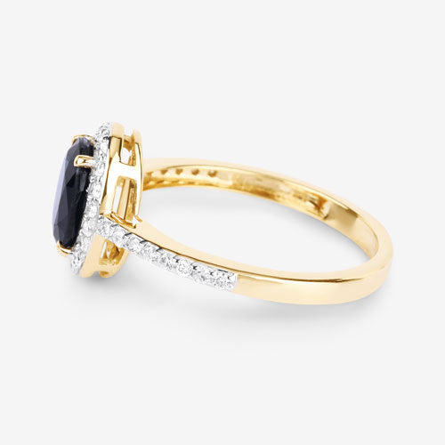 1.82 Carat Genuine Blue Sapphire and White Diamond 14K Yellow Gold Ring Bids.com