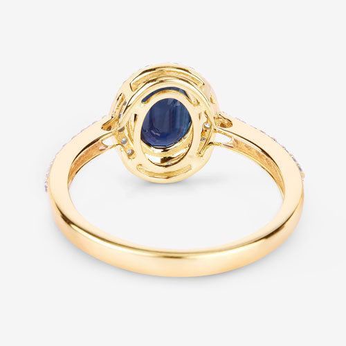 1.82 Carat Genuine Blue Sapphire and White Diamond 14K Yellow Gold Ring Bids.com