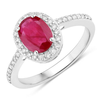 1.73 Carat Genuine Ruby and White Diamond 14K White Gold Ring Bids.com