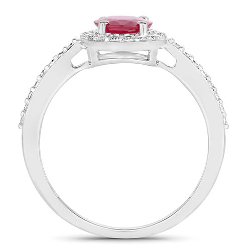 1.73 Carat Genuine Ruby and White Diamond 14K White Gold Ring Bids.com