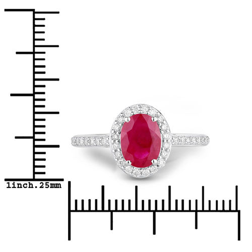 1.73 Carat Genuine Ruby and White Diamond 14K White Gold Ring Bids.com