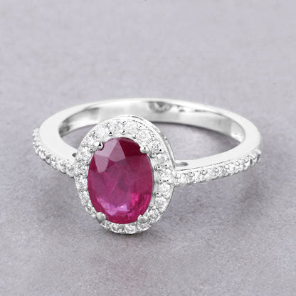 1.73 Carat Genuine Ruby and White Diamond 14K White Gold Ring Bids.com