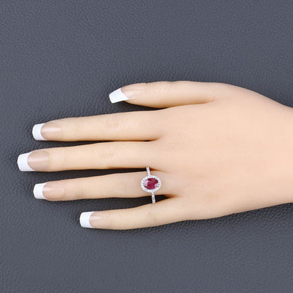 1.73 Carat Genuine Ruby and White Diamond 14K White Gold Ring Bids.com