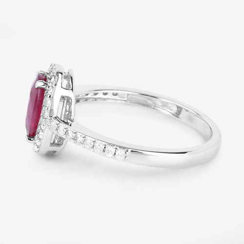 1.73 Carat Genuine Ruby and White Diamond 14K White Gold Ring Bids.com
