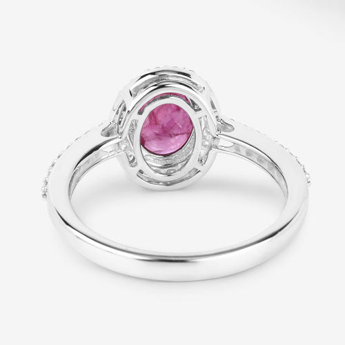 1.73 Carat Genuine Ruby and White Diamond 14K White Gold Ring Bids.com