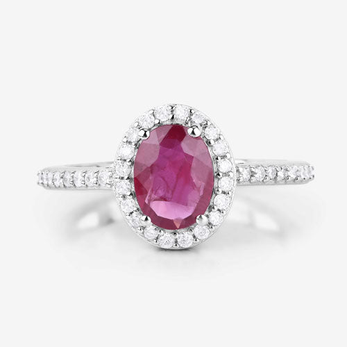 1.73 Carat Genuine Ruby and White Diamond 14K White Gold Ring Bids.com