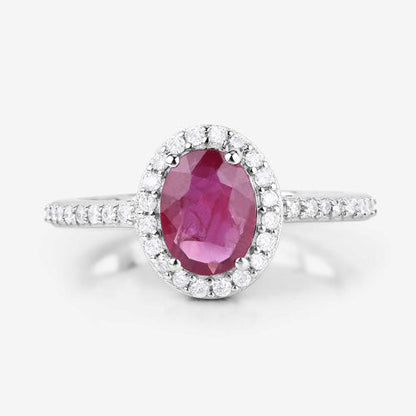 1.73 Carat Genuine Ruby and White Diamond 14K White Gold Ring Bids.com