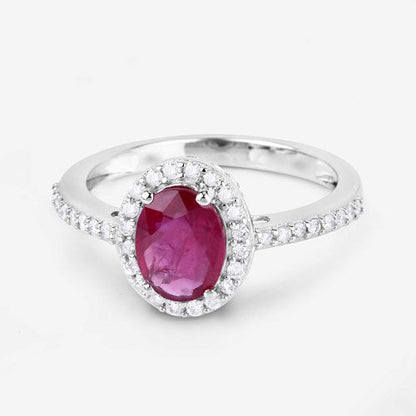1.73 Carat Genuine Ruby and White Diamond 14K White Gold Ring Bids.com