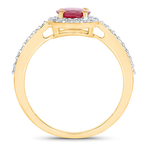 1.73 Carat Genuine Ruby and White Diamond 14K Yellow Gold Ring Bids.com