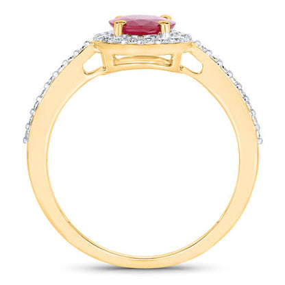 1.73 Carat Genuine Ruby and White Diamond 14K Yellow Gold Ring Bids.com
