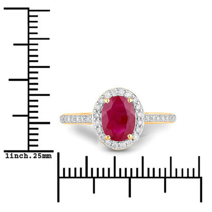1.73 Carat Genuine Ruby and White Diamond 14K Yellow Gold Ring Bids.com