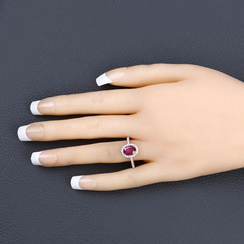 1.73 Carat Genuine Ruby and White Diamond 14K Yellow Gold Ring Bids.com