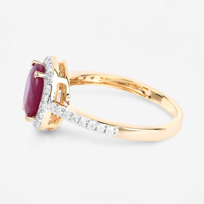 1.73 Carat Genuine Ruby and White Diamond 14K Yellow Gold Ring Bids.com