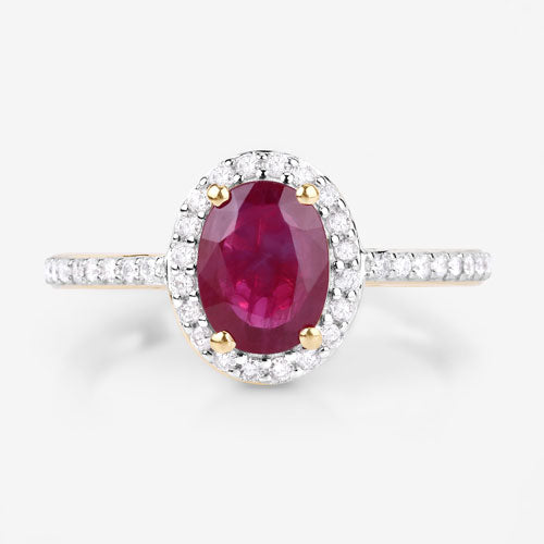 1.73 Carat Genuine Ruby and White Diamond 14K Yellow Gold Ring Bids.com
