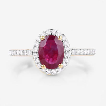 1.73 Carat Genuine Ruby and White Diamond 14K Yellow Gold Ring Bids.com