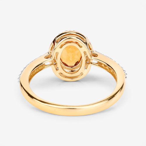 1.66 Carat Genuine Spessartite Garnet and White Diamond 14K Yellow Gold Ring Bids.com