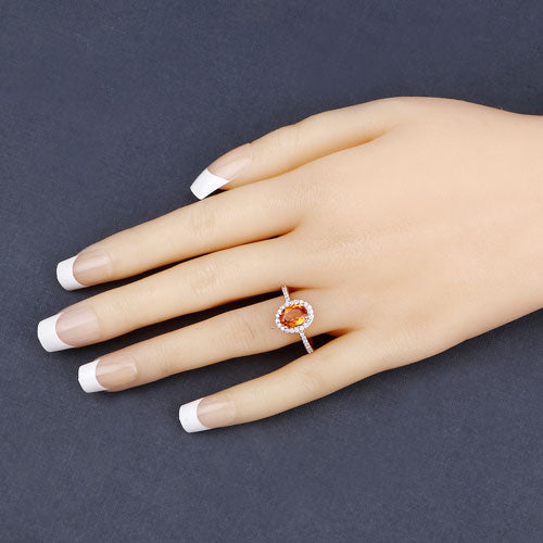 1.66 Carat Genuine Spessartite Garnet and White Diamond 14K Yellow Gold Ring Bids.com