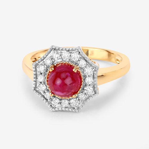 2.01 Carat Genuine Ruby and White Diamond 14K Yellow Gold Ring Bids.com