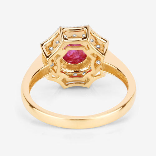 2.01 Carat Genuine Ruby and White Diamond 14K Yellow Gold Ring Bids.com