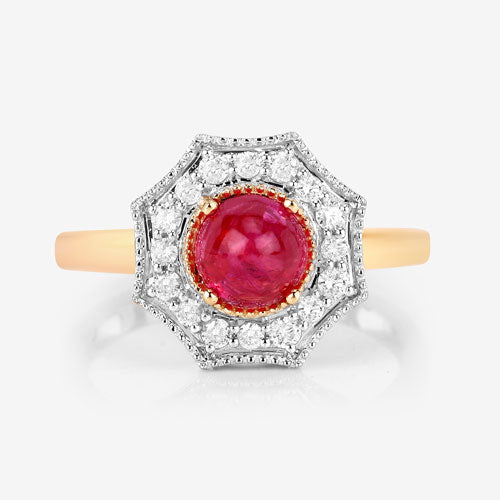 2.01 Carat Genuine Ruby and White Diamond 14K Yellow Gold Ring Bids.com