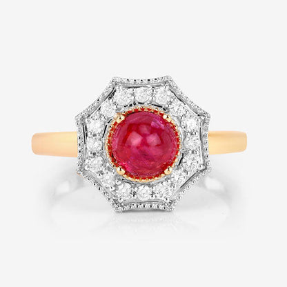 2.01 Carat Genuine Ruby and White Diamond 14K Yellow Gold Ring Bids.com