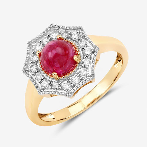 2.01 Carat Genuine Ruby and White Diamond 14K Yellow Gold Ring Bids.com