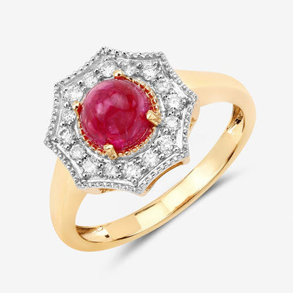 2.01 Carat Genuine Ruby and White Diamond 14K Yellow Gold Ring Bids.com