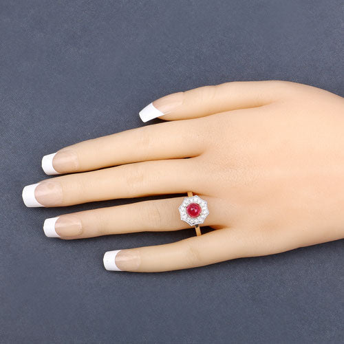 2.01 Carat Genuine Ruby and White Diamond 14K Yellow Gold Ring Bids.com