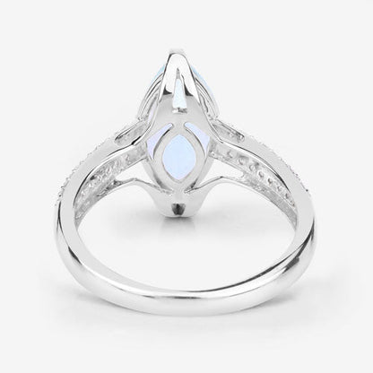 2.09 Carat Genuine Aquamarine and White Diamond 14K White Gold Ring Bids.com