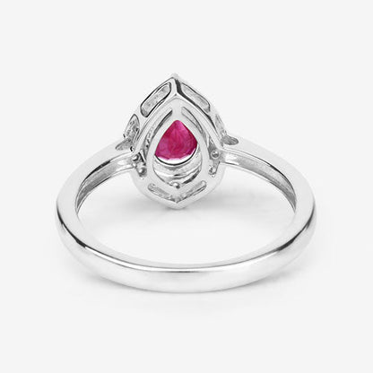 0.92 Carat Genuine Ruby and White Diamond 14K White Gold Ring Bids.com