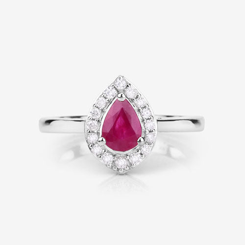 0.92 Carat Genuine Ruby and White Diamond 14K White Gold Ring Bids.com