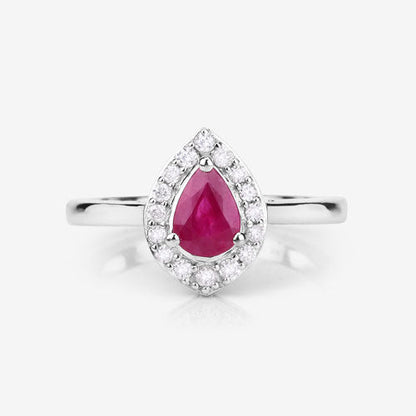 0.92 Carat Genuine Ruby and White Diamond 14K White Gold Ring Bids.com