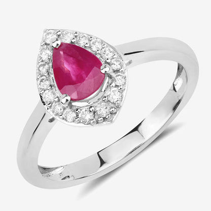 0.92 Carat Genuine Ruby and White Diamond 14K White Gold Ring Bids.com