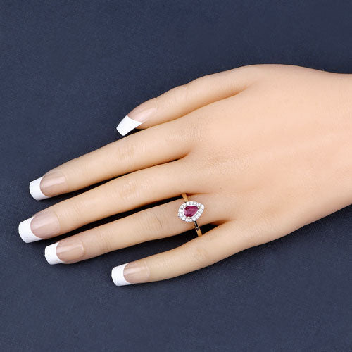 0.92 Carat Genuine Ruby and White Diamond 14K White Gold Ring Bids.com