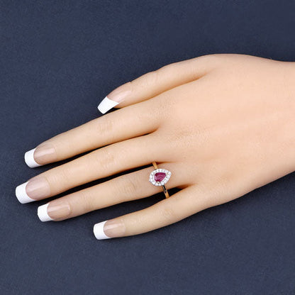 0.92 Carat Genuine Ruby and White Diamond 14K White Gold Ring Bids.com