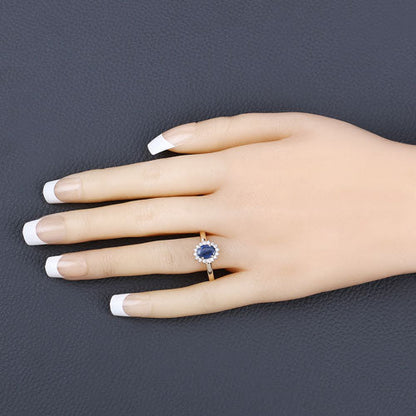 1.11 Carat Genuine Blue Sapphire and White Diamond 10K Yellow Gold Ring Bids.com
