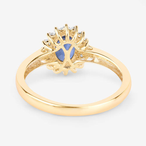 1.11 Carat Genuine Blue Sapphire and White Diamond 10K Yellow Gold Ring Bids.com