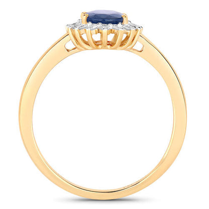1.11 Carat Genuine Blue Sapphire and White Diamond 10K Yellow Gold Ring Bids.com