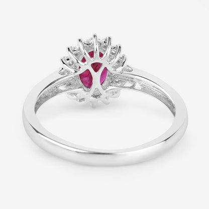1.01 Carat Genuine Ruby and White Diamond 10K White Gold Ring Bids.com