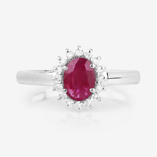 1.01 Carat Genuine Ruby and White Diamond 10K White Gold Ring Bids.com
