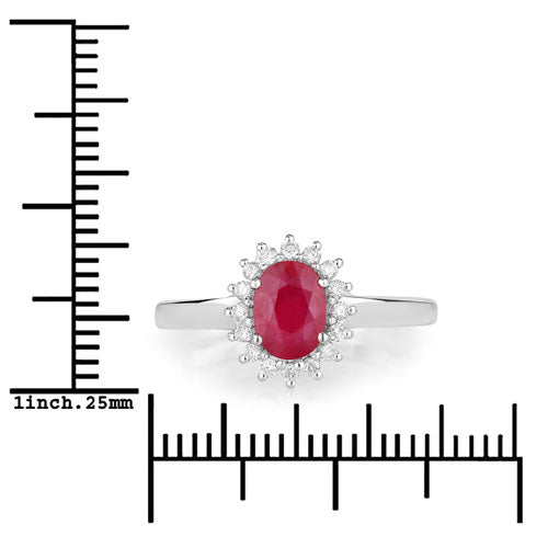 1.01 Carat Genuine Ruby and White Diamond 10K White Gold Ring Bids.com