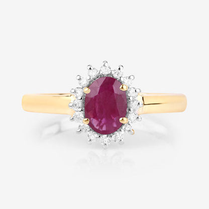 1.01 Carat Genuine Ruby and White Diamond 10K Yellow Gold Ring Bids.com