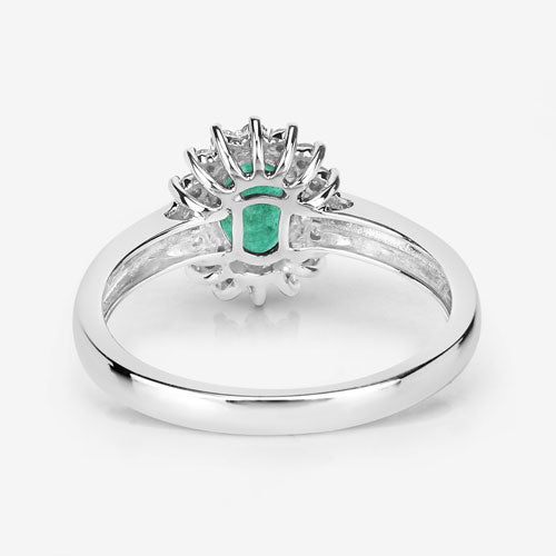 0.86 Carat Genuine Zambian Emerald and White Diamond 14K White Gold Ring Bids.com