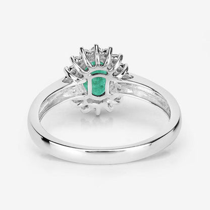 0.86 Carat Genuine Zambian Emerald and White Diamond 14K White Gold Ring Bids.com