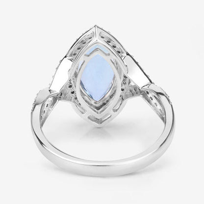 2.24 Carat Genuine Aquamarine and White Diamond 14K White Gold Ring Bids.com