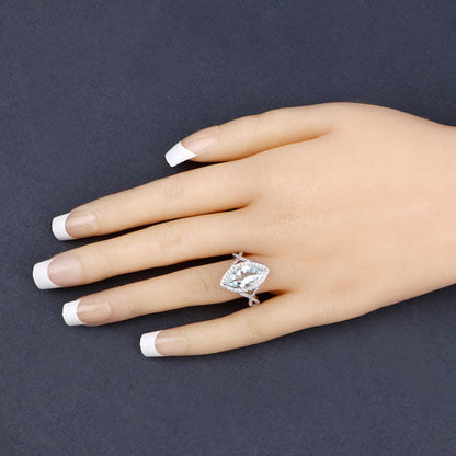 2.24 Carat Genuine Aquamarine and White Diamond 14K White Gold Ring Bids.com
